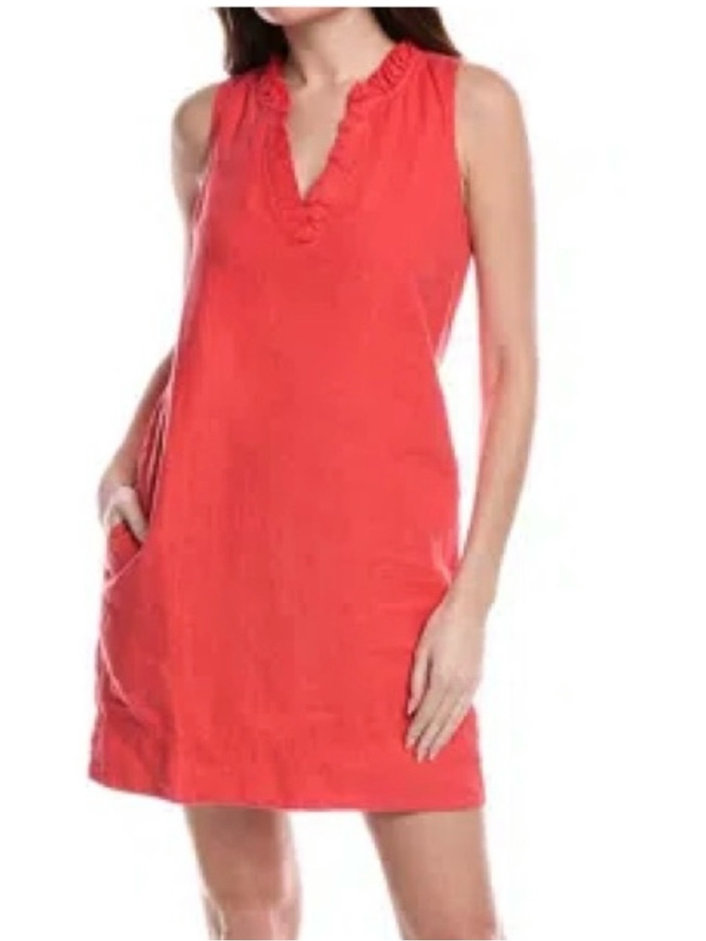 Tommy Bahama Two Palms Double Ruffle Linen Dress – Coral XL